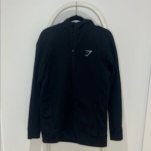 Gymshark Black Hooded Zip Jacket with Small Logo
